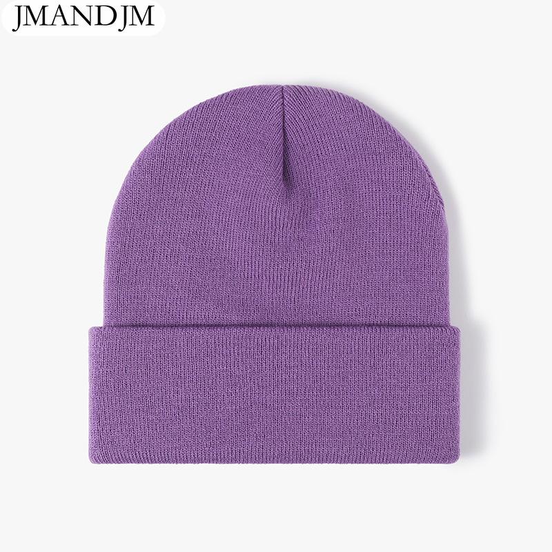 Available Autumn and Winter Warm Thickened Double Beanie Hat Simple Men's Women's Knitted Hat
