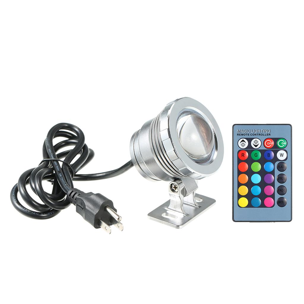 AC85-265V 10W RGB LED Underwater Light Submersible Lamp with Remote Control 16 Colors Changing