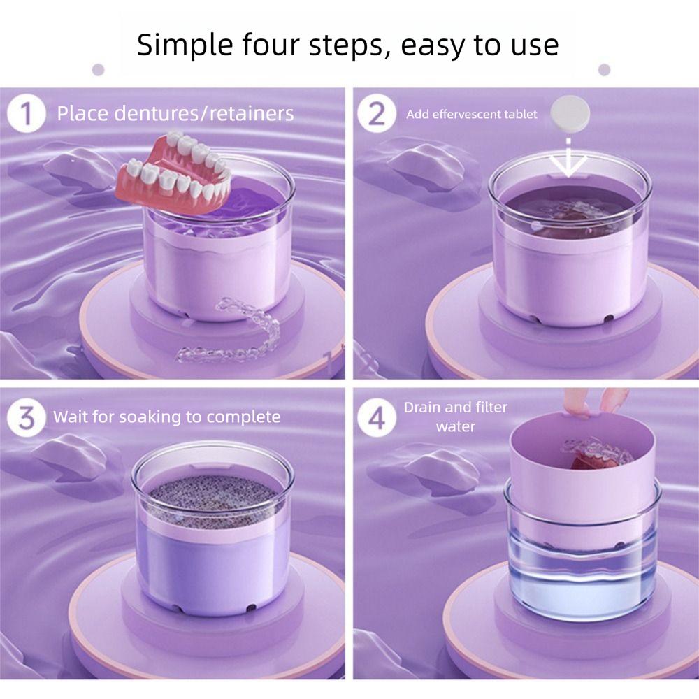 Portable Denture Soaking Cleaning Box Universal Cleaning Tooth Storage Case  Oral Care