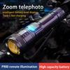 New P50 Powerful Long-Range Zoom Aurora Flashlight Ultra-Strong Beam with Adjustable Focus For Outdoor Patrol Exploration
