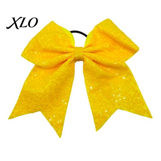 Stage Costume Accessories Sequins Hair Bows, Elastic Tie, Large Cheerleading Shiny Bows for Girls Band Ponytail Holder, Glitter Scrunchies Women Teens