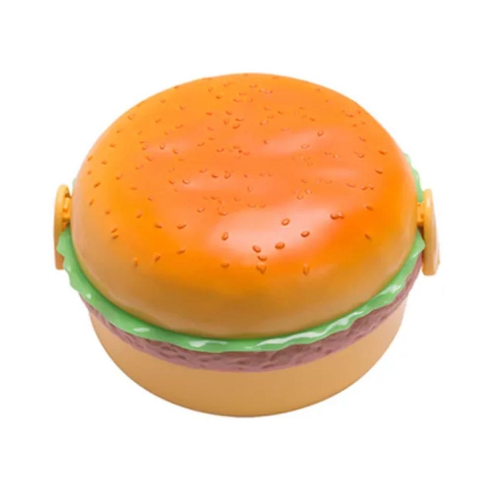 Hamburger Three Layer Lunch Box Students Portable Lunch Box Fruit Box Microwaveable Cute Lunch Box