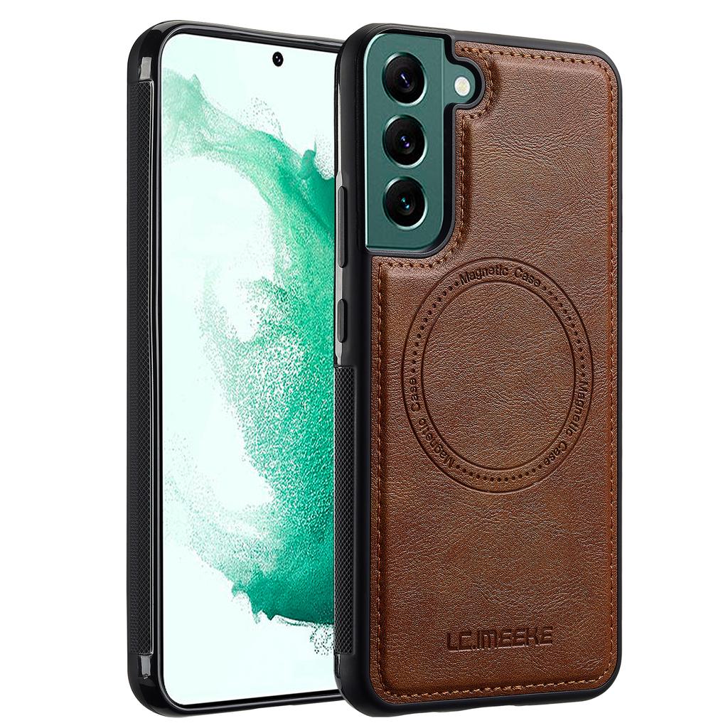 LC.IMEEKE For Samsung Galaxy S21 FE 5G Magnetic Case Leather TPU Back Cover