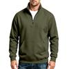 Men S Casual Fleece Lined Stand Collar Zip Pullover Solid Color Sweatshirt