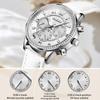 Women's Watches Fashion Elegant Diamond Bezel Watch for Ladies Soft Leather Strap Waterproof Luminous Chronograph