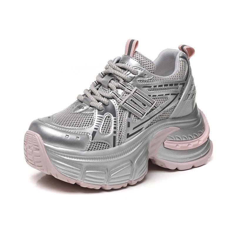 1180-32 Маленькие кроссовки на толстой подошве с внутренней платформой, одинарная сетка, дышащие, папины кроссовки, женская новая летняя повседневная обувь