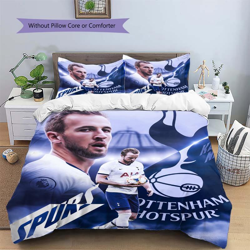 Tottenham Hotspur Kane Football Print 3‑piece Bedding Set, Duvet Cover+2 Pillowcases, Without Pillow Core or Comforter, Sport Fan Decor