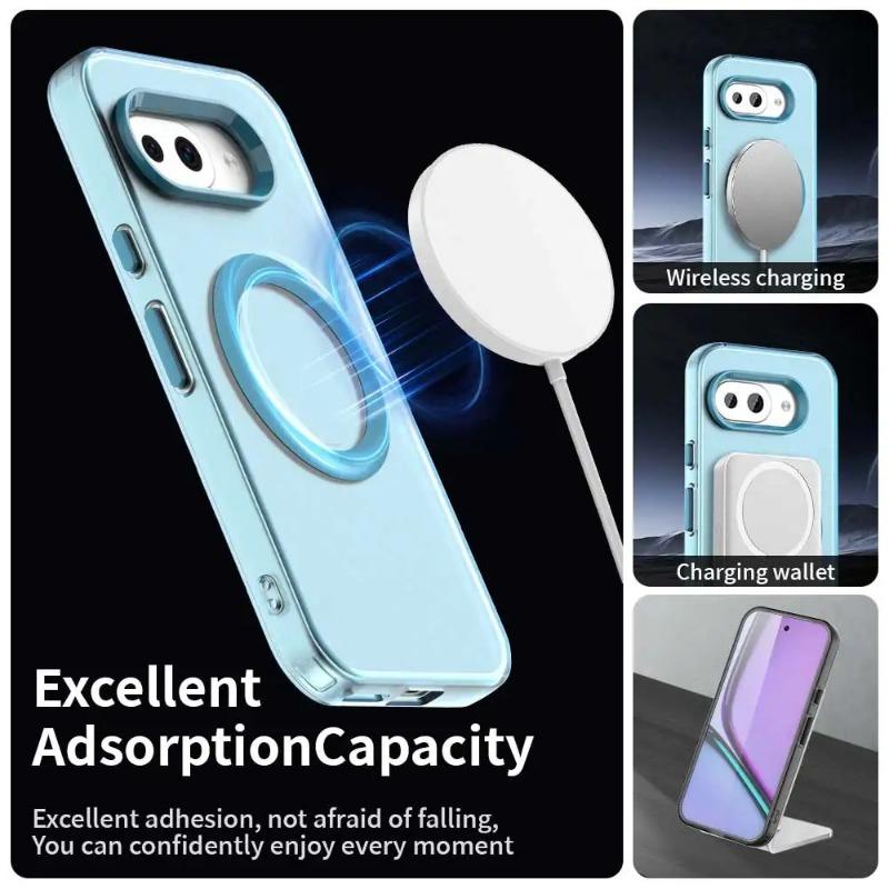 9a Magnetic for Magsafe Matte Phone Case for Google Pixel 9A Pixel9 A 9Pro XL Candy Color Полупрозрачный PC + TPU Защитный противоударный бампер