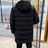Пальто средней длины из хлопка для мужчин, новое зимнее свободное однотонное пальто с капюшоном из хлопка, утолщенное хлопковое пальто