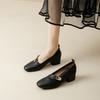 2025 spring new retro fashion shallow mouth temperament trendy fit square heel fashion single shoes square head Mary Jane shoes women
