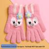 Kids' Winter Cartoon Plush Five-Finger Gloves - Warm, Anti-Freeze, for Boys & Girls, Medium To Large