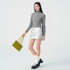 Women's Short Slim-Fit Gray Wool Turtleneck Sweater - Elegant Autumn/Winter Knitwear