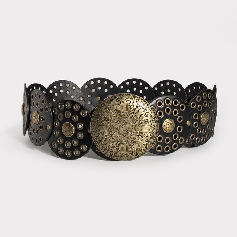 Винтажный Широкий Панк-Пояс С Заклепками и Люверсами Для Модной Уличной Одежды