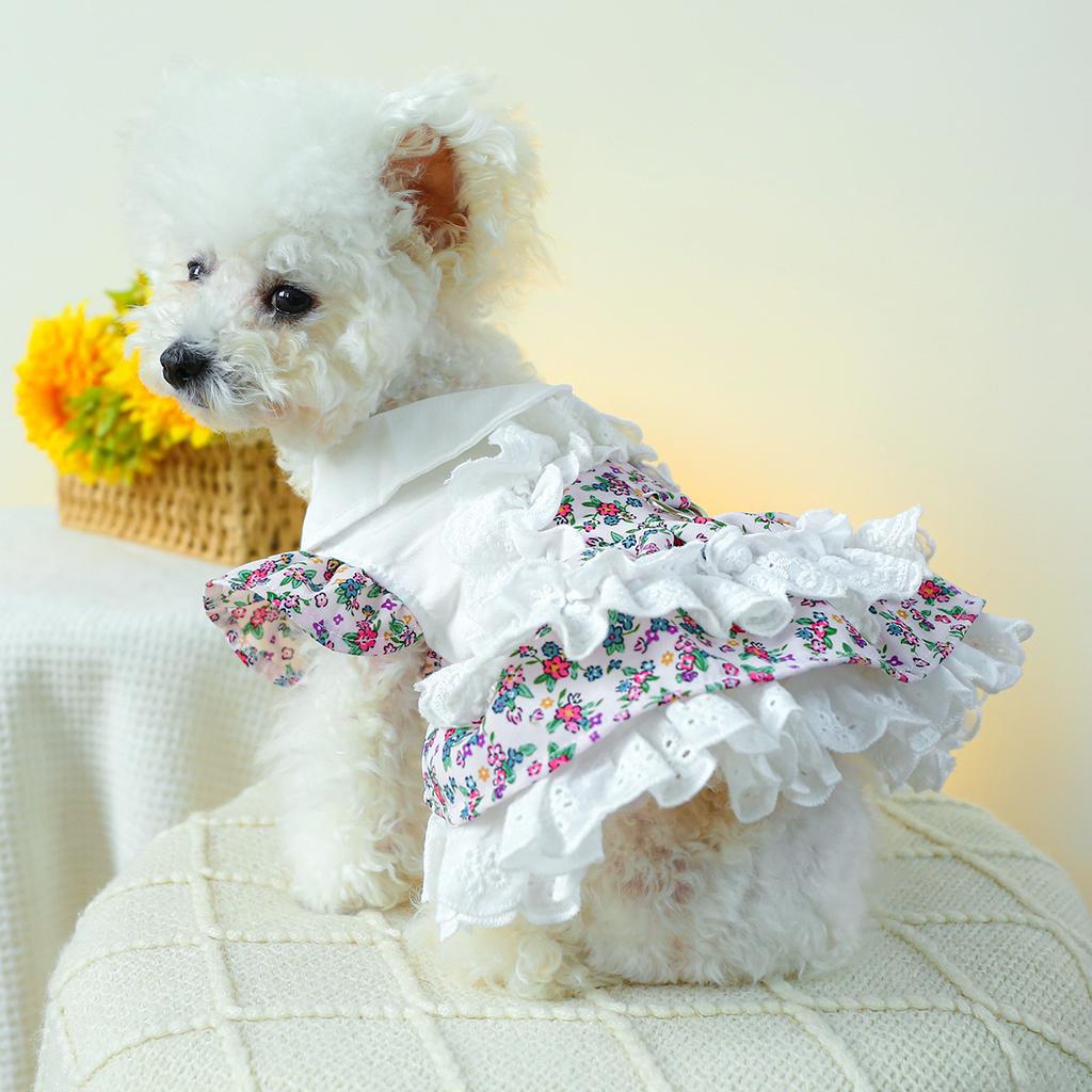 Dog Dress for Small Dogs Floral Girl Puppy Dress Breathable Cute Princess Doggie Dresses Spring Summer Pet Cat Clothes