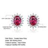 Luxury Genuine 925 Sterling Silver Earrings Oval Ruby Cute Zirconia Stud Earring