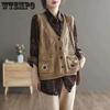 Винтажный жилет свободный свитер куртка женская осенняя художественная ретро вязаная жилетка кардиган свободная куртка однотонный жилет тренд