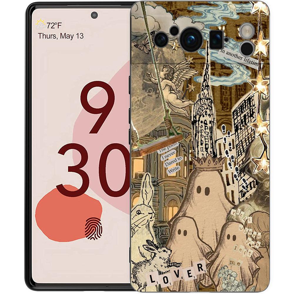 Чехол для телефона Google Pixel 8 A 7 6 Pro 6A 5G, черный, мягкий противоударный чехол, силиконовый чехол из ТПУ, милый маленький призрак