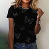 Women's Clothing T-shirt Crew Neck Fashion Short Sleeve Summer Casual Top 3D Butterfly Print Loose Breathable Women's T-shirt