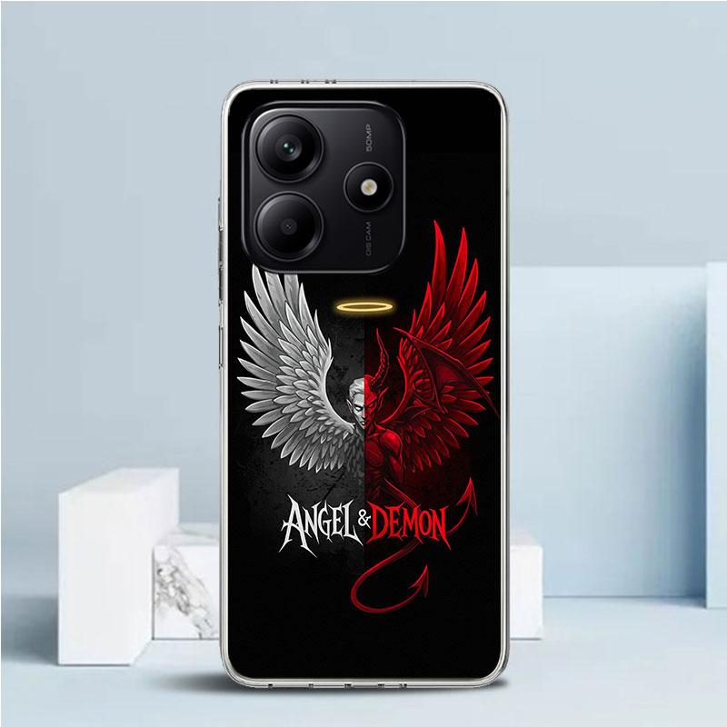 Мягкий чехол Ангельские Крылья Дьявол Плохой для телефона Xiaomi Redmi Note 15 14 13 12 Pro Plus Чехол для телефона 14S 11S 11T 11E 10S 10 4G Узорчатый корпус R
