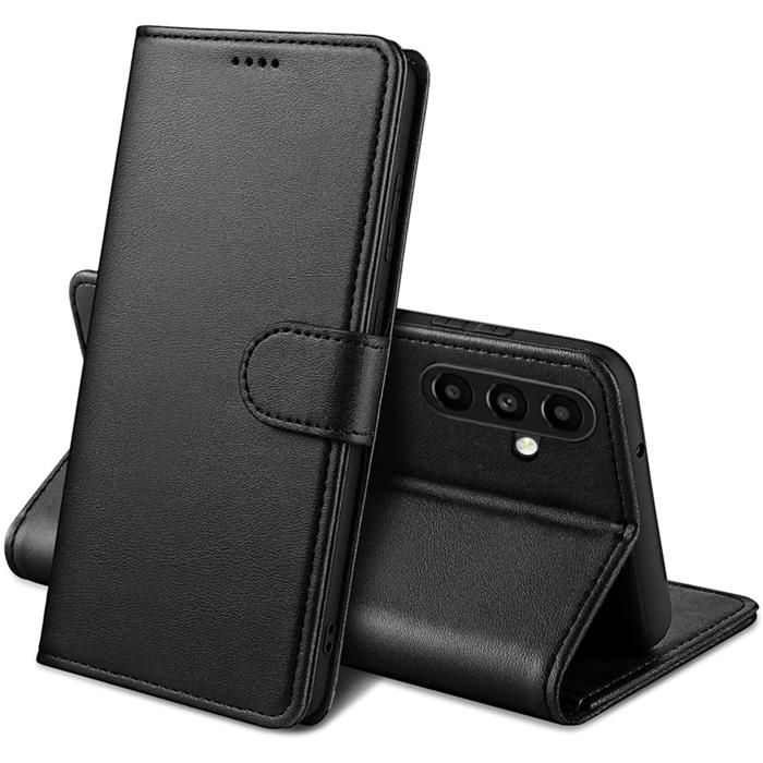 Coque pour Samsung Galaxy A37 5G - Portefeuille Noir Rabat Clapet Aimanté Rangement Cartes Phonillico®