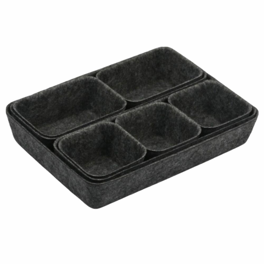 8Pcs/Set Space-Saving Felt Storage Box Set Seamless Desktop Sundries Box Closet Organizer