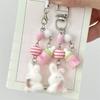 Cute Cartoon Rabbit Lovely Animal Bottle Flocking Bunny Keychain Pendant Backpack Ornaments Bag Lanyard Phone Chain Couple Gifts