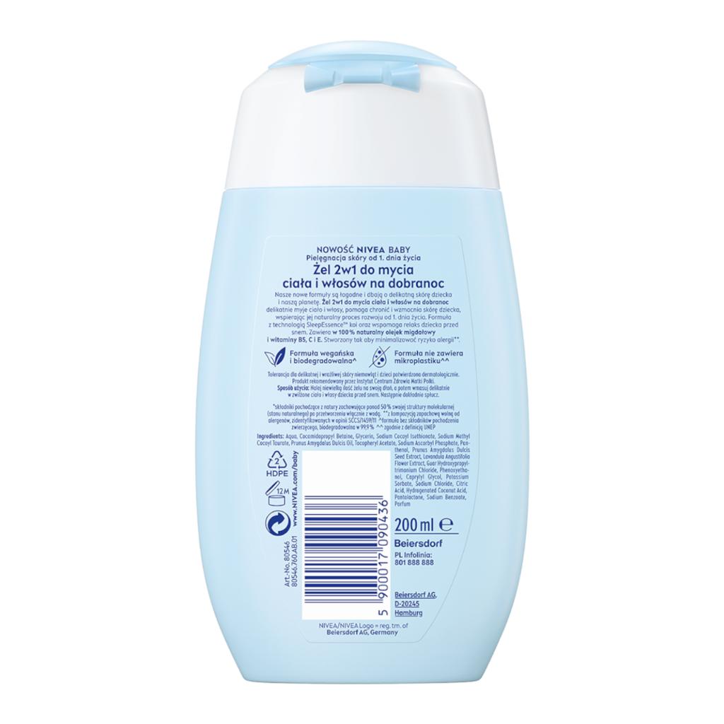 090436 Nivea Baby Wash And Shampoo 2In1 For Body And Hair Bedtime 200