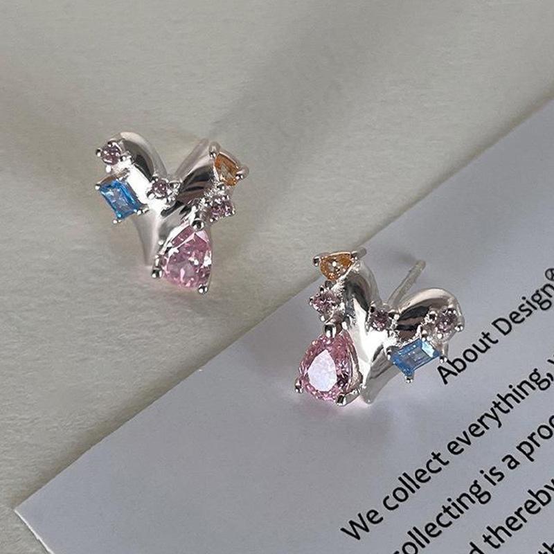 Серьги с кисточками из розового циркона в форме сердца и звезды, модные темпераментные женские серьги Y2K с бантом, индивидуальное очарование, вечерние ювелирные изделия, подарок