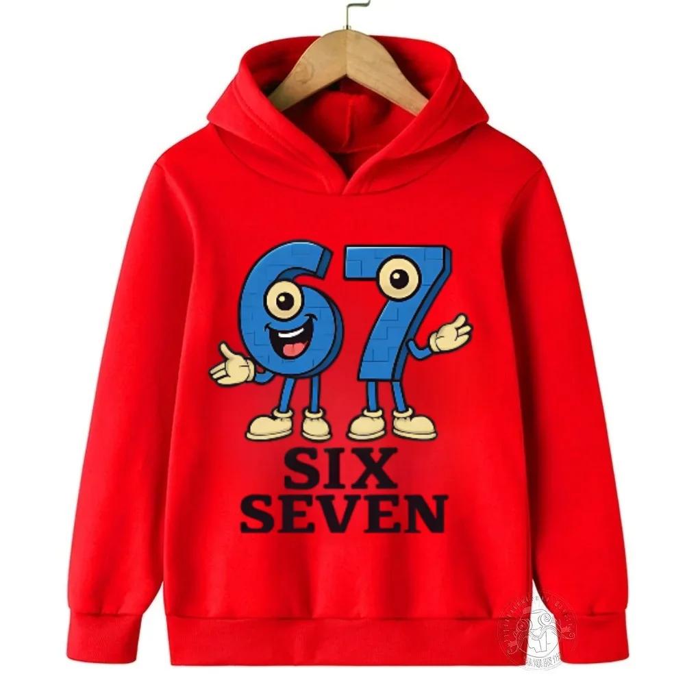 Viral "67 Vibe" Warm Kids Hoodie Toddler Hooded Sweatshirt for Boys Girls Fashionable Funny Children's Sweatshirt Christmas Gift