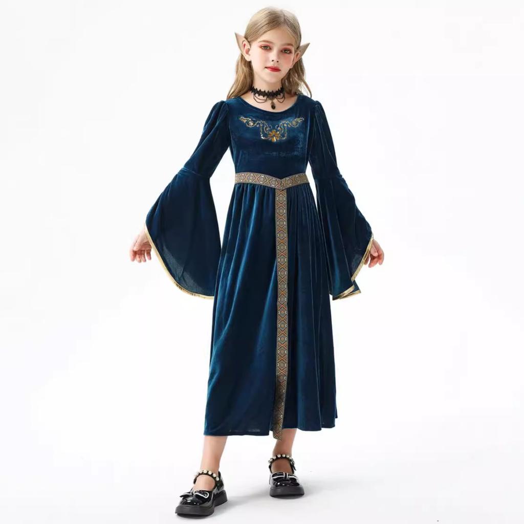 Halloween Children's Costume Vintage Court European Girl Farm Renaissance Medieval Dress Children's Clothing