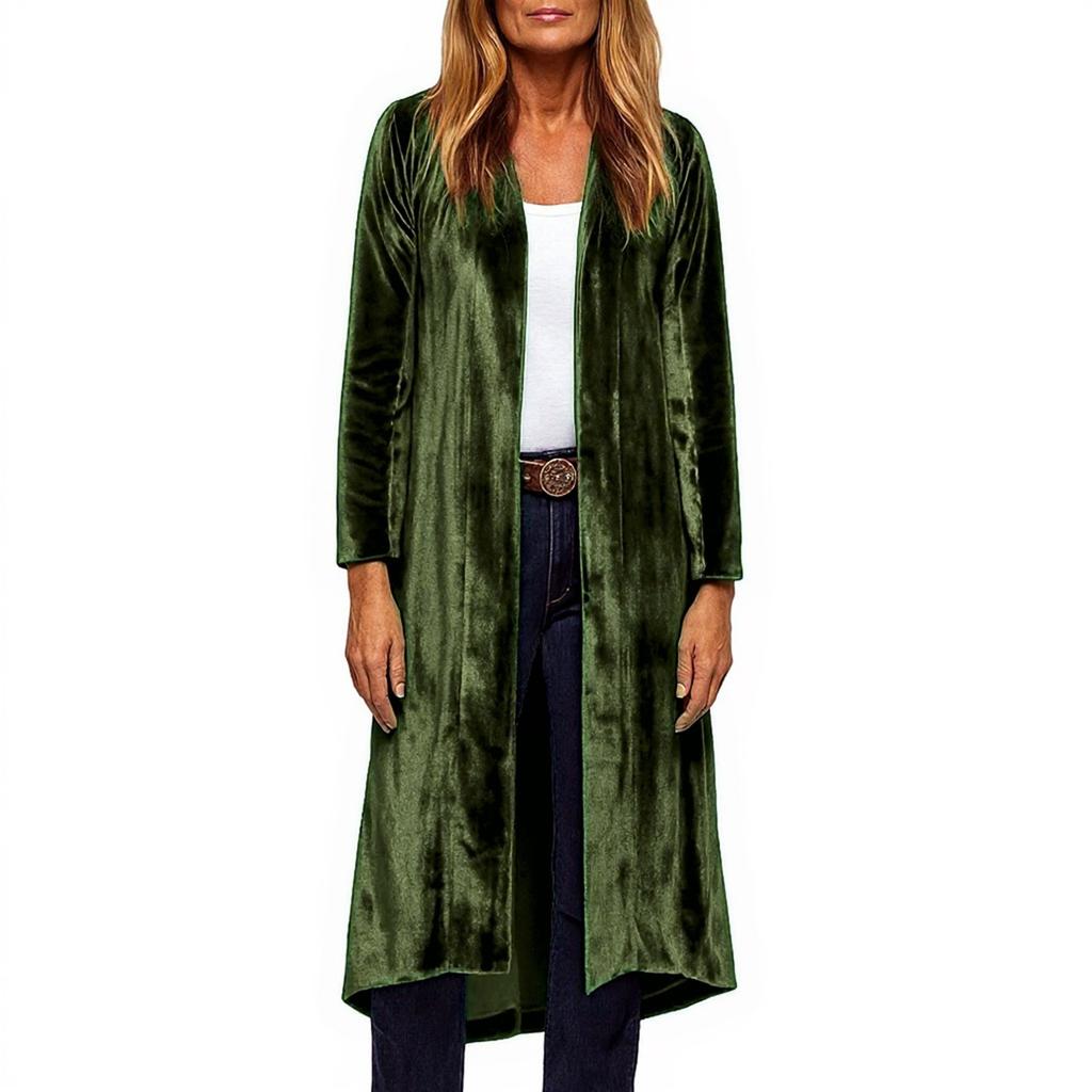 Женский модный кардиган однотонный с длинным рукавом, ретро, с разрезом, свободный, куртка-ветровка