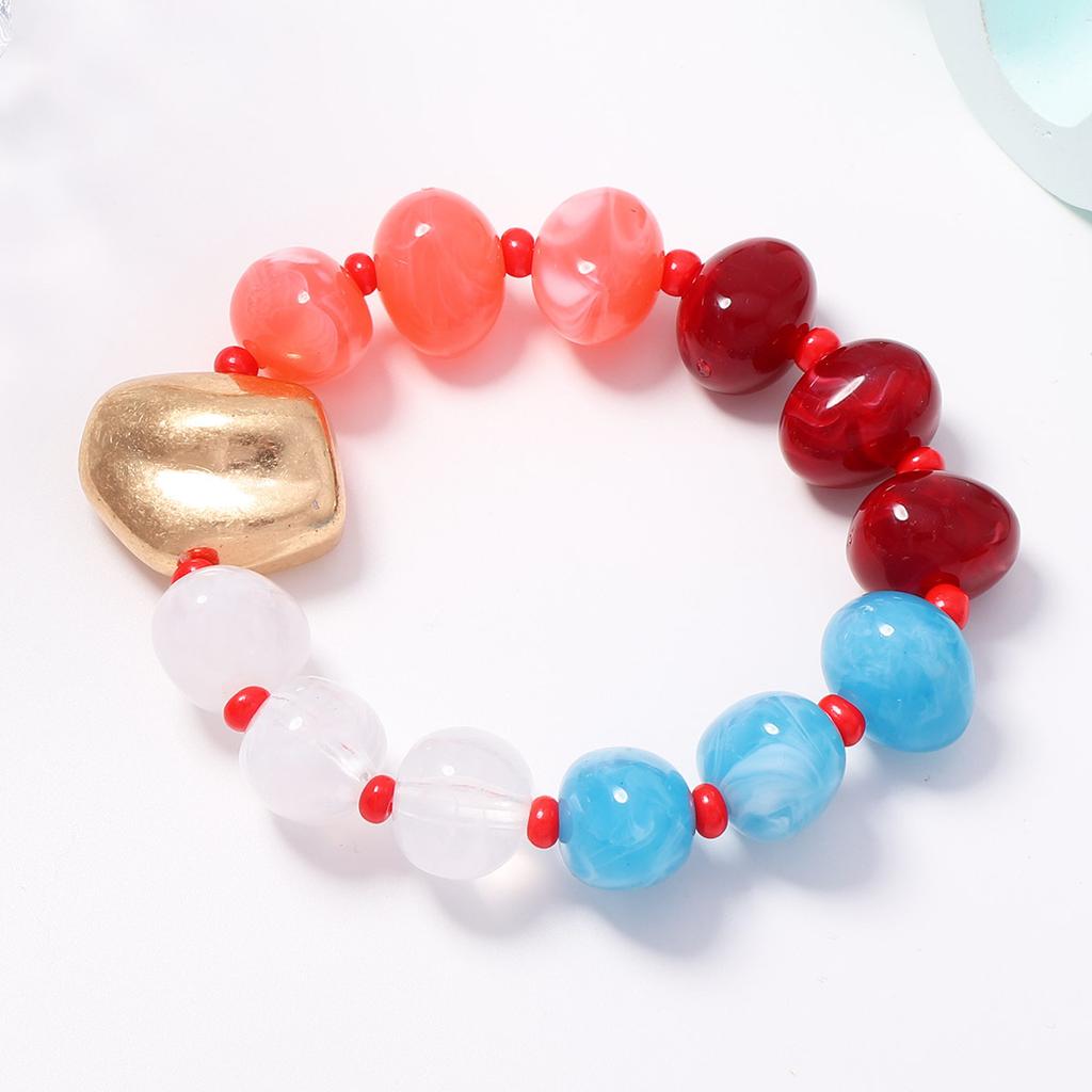 Creative Design Irregular Geometric Smudge Color Geometric Glazed Beaded Stackable Bracelets Women's Jewelry