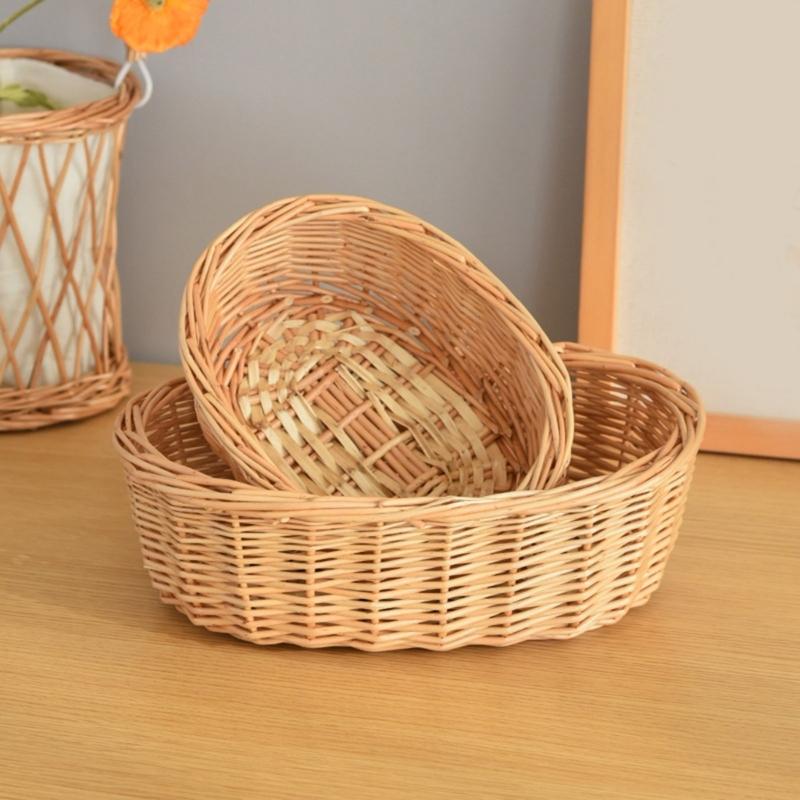 Плетеная из ротанга фруктовница для дома, из натуральных материалов, большая вместимость, легко чистится, для кухни или столовой