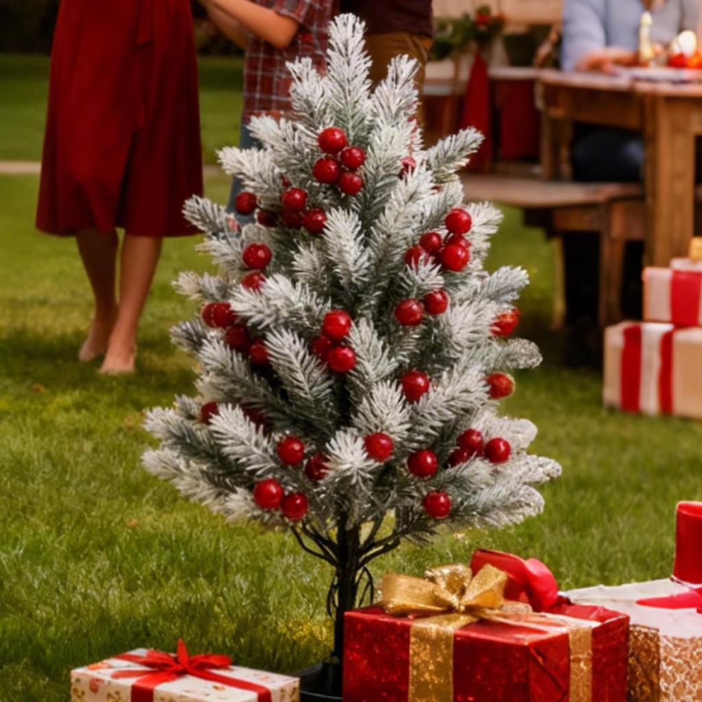 Faux Cedar Trees 22 Inch With Red Berries Faux Tree Outdoor With Red Berries For Yard Lawn Patio Porch Pathway Planter Flower