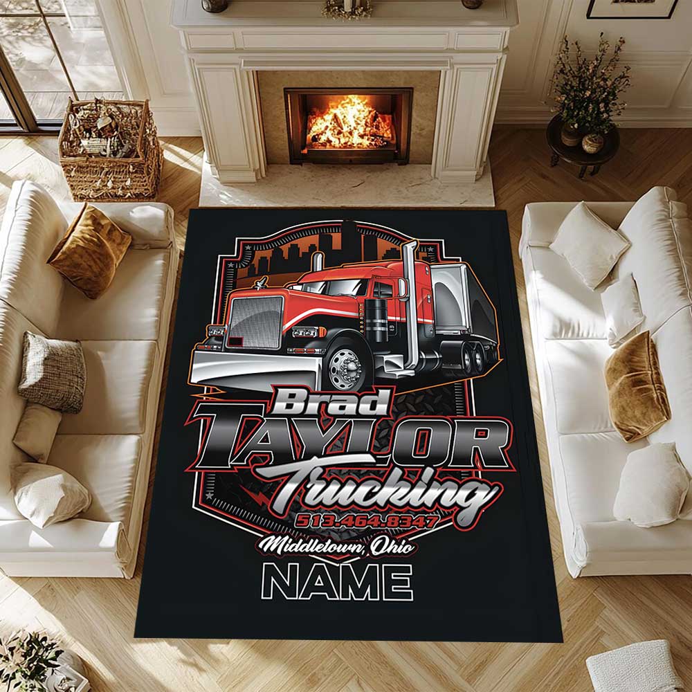 Truck Racing2 Customize your name rug, office chair cushion, home bedroom living room gift.
