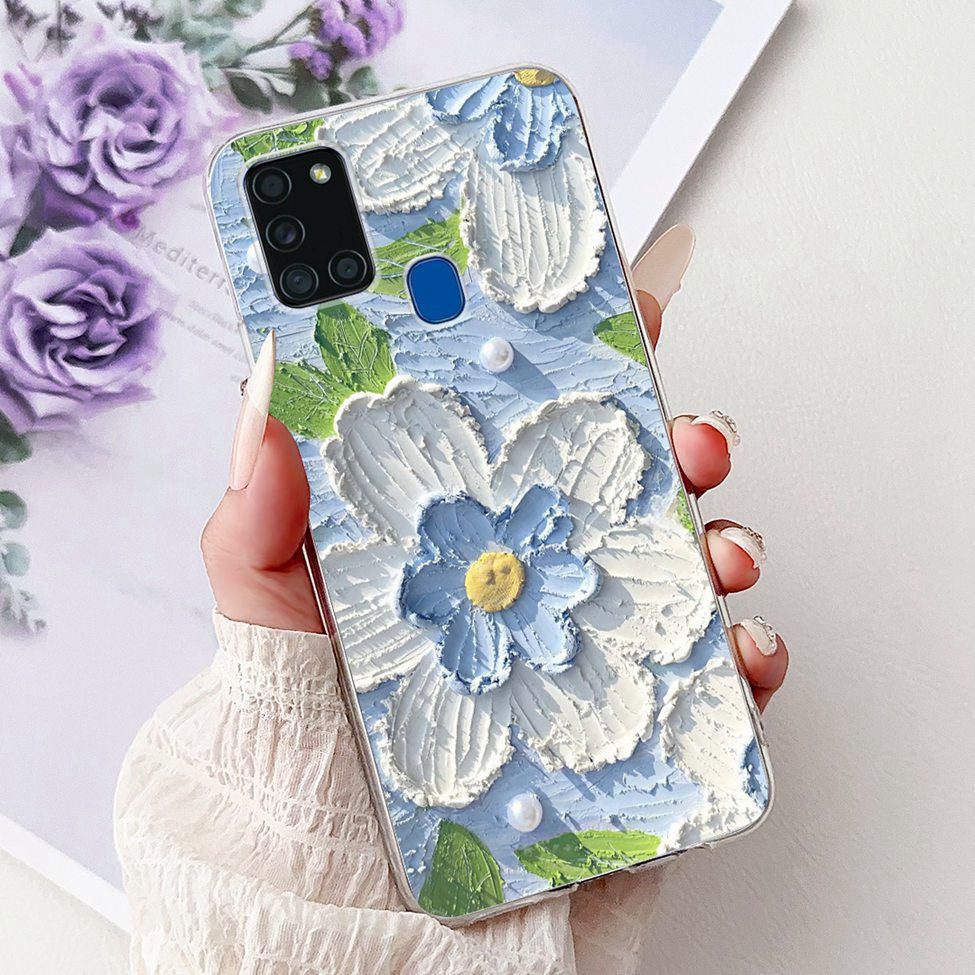 Для Samsung A21s Чехол Прозрачный Модный Роскошный Милый Расписная Задняя Крышка Для Samsung Galaxy A21s Чехол для Телефона A217F A217M A217N