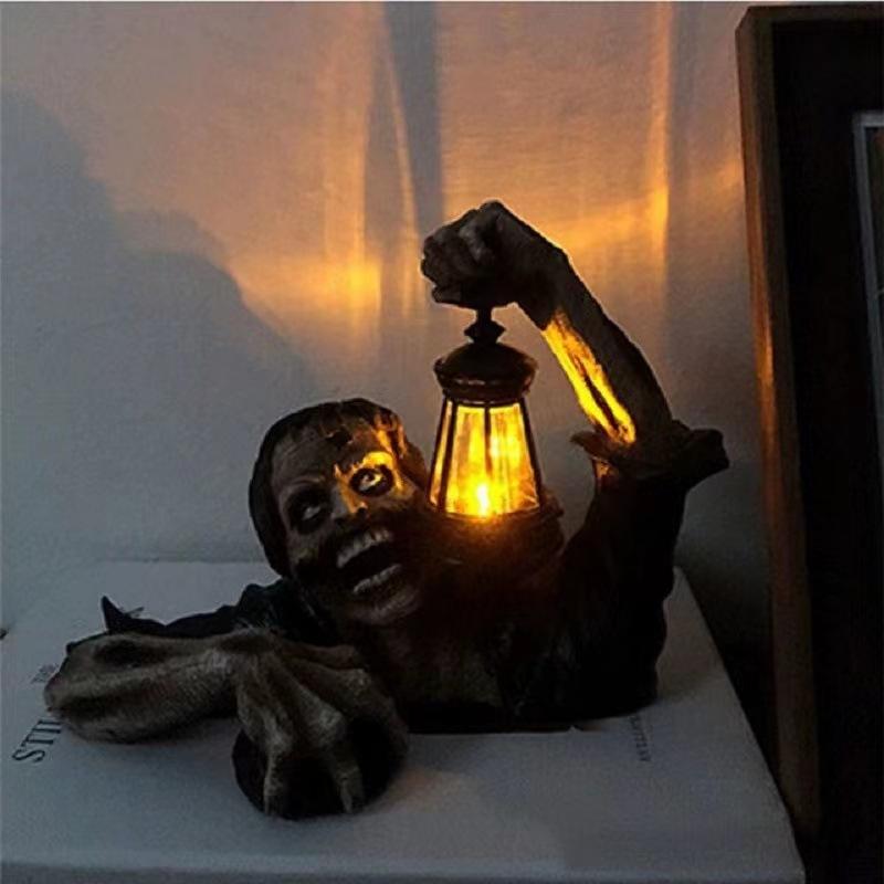 1pc Halloween Zombie Lantern Crawling Horror Decor Garden Scary Led Lights Atmosphere Decoration with Light Sculpture Ornaments