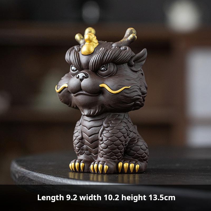 Purplue Ceramic Art Deco Lucky Little Dragon Chinese New Year Home Decoration Tea Table Ornament