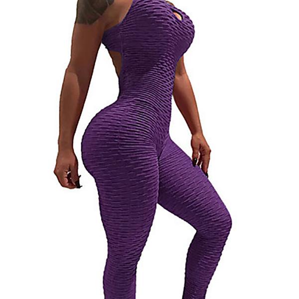 Sexy Female Stretch Skinny Slim Backless Sling Sleeveless Cutout Butt Lift Yoga Fitness Gym Jumpsuit