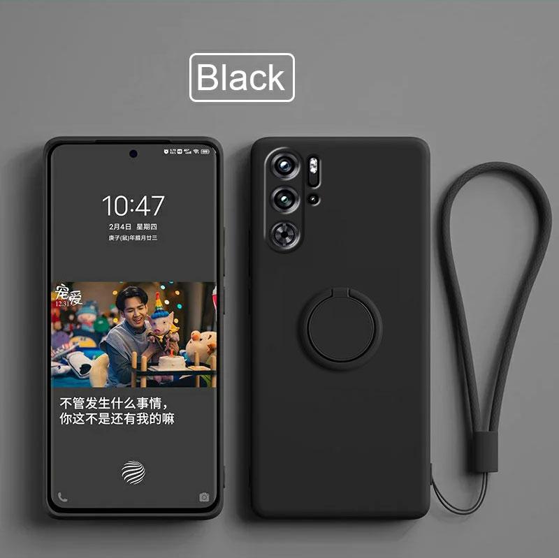 Чехол для ZTE Nubia Red Magic 9 Pro Finger Ring Stand Holder Liquid Slicone Cover RedMagic 9 Proplus Solid Camera Lens Soft Funda