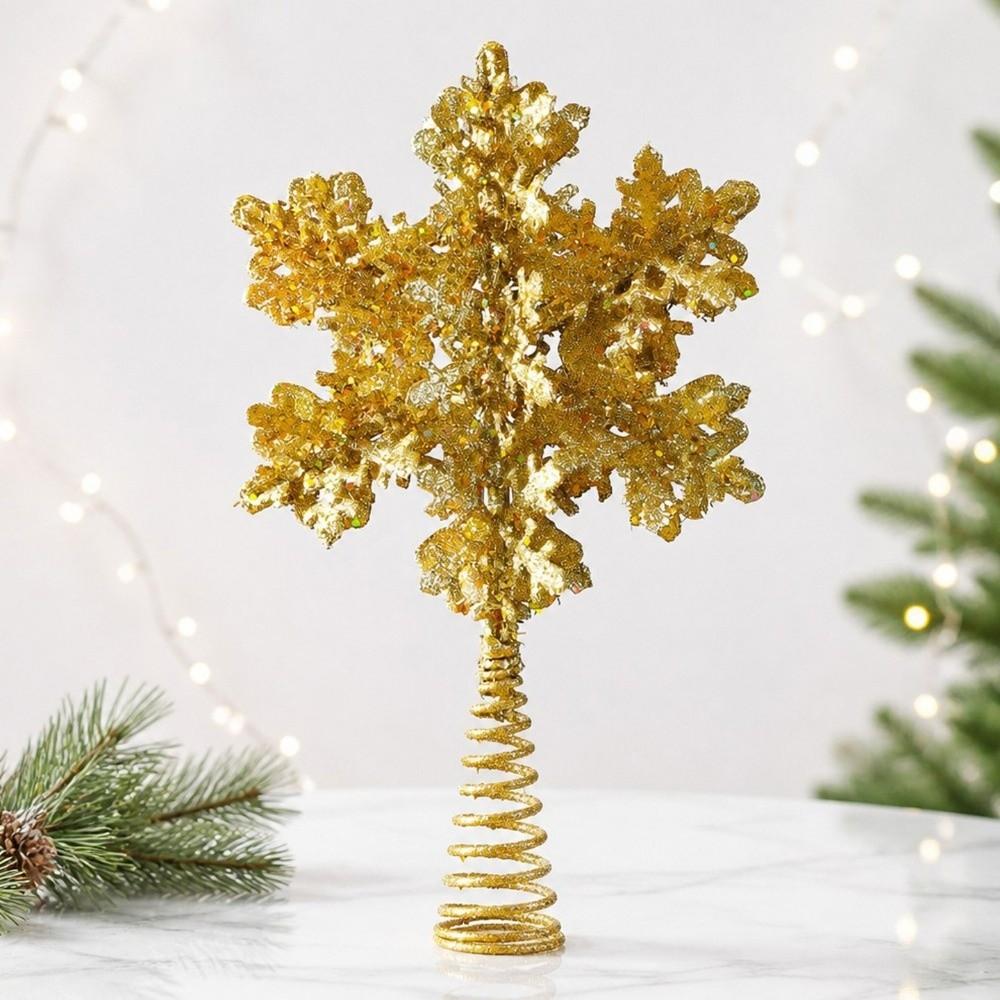 Glitter Powder Christmas Tree Topper Iron Xmas Tree Top Ornament Home Decor