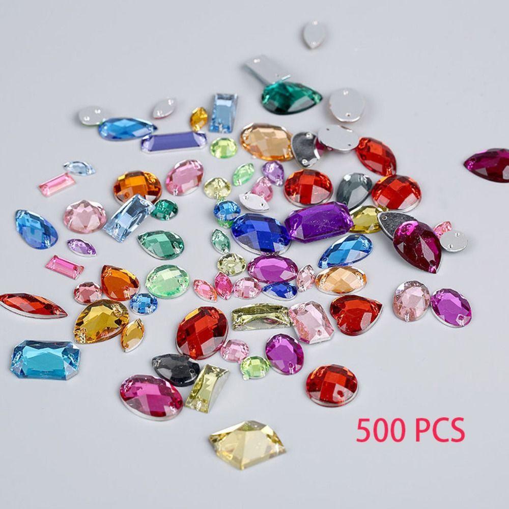 Mixed Shapes Sewing Crystal 2 Holes Rhinestones 700 Pieces Sew On  Decorations