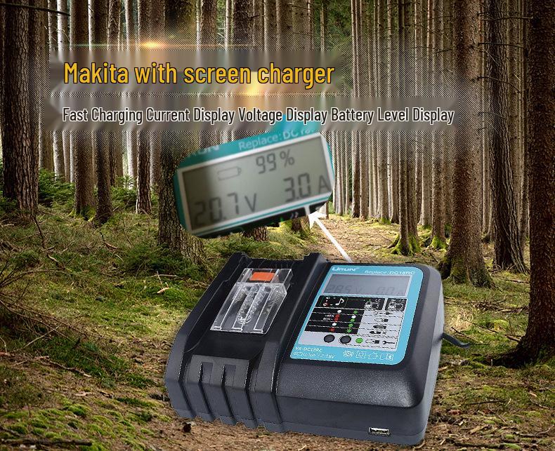 Быстрое зарядное устройство Makita DC18RC 18 В, замена, с ЖК-дисплеем, без USB-порта