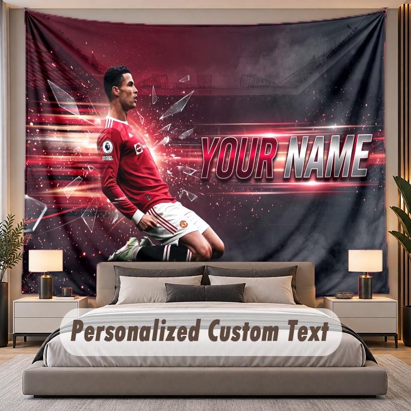 Custom Name Text Tapestry Cristiano Ronaldo Personalized Polyester Wall Tapestry For Bedroom And Room