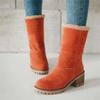 Women's Plus Size Snow Boots Casual Middle Tube Thick Heel Fleece Fur Cotton Boot Shoes 35-43
