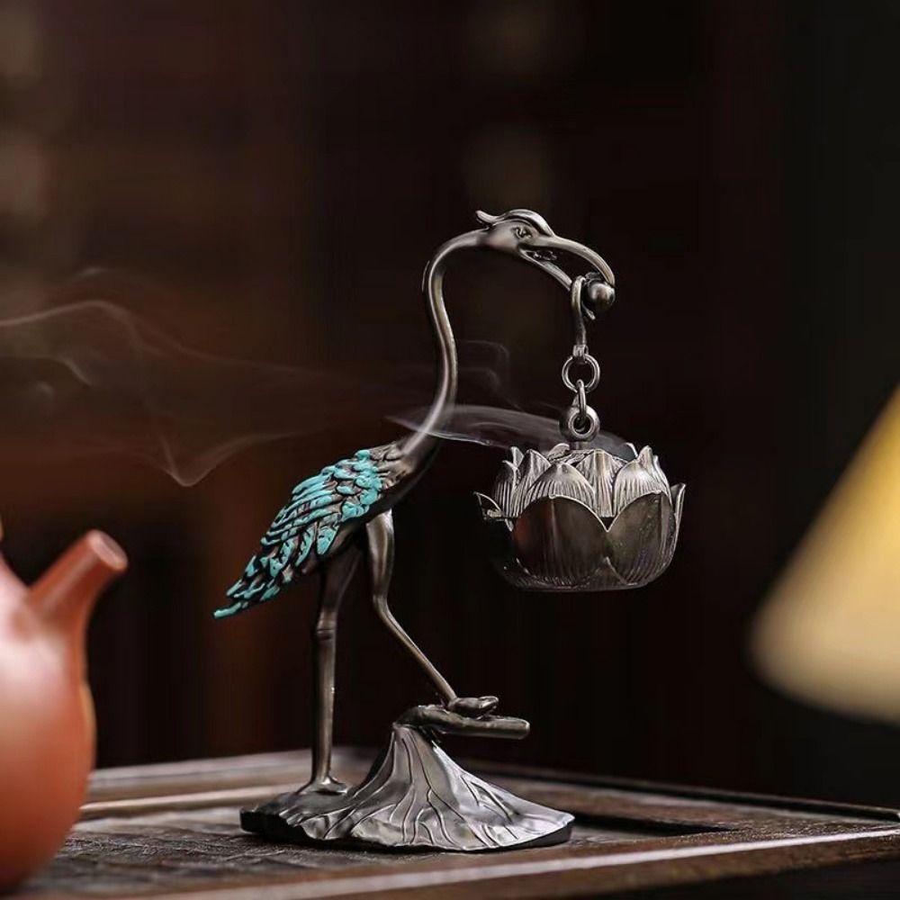 Red-crowned Crane Incense Burner Zinc Alloy Indoor Aromatherapy Creative Incense Burning  Gifts
