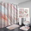 4Pcs Luxury Marble Shower Curtain Sets Bathroom Decor Sets with 12 Hooks Bath Mat Toilet Lid Rug and Non-Slip U Shape Mat