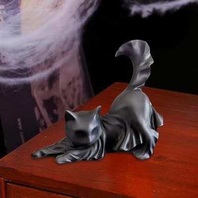 Статуэтка Черного Кота-Призрака из смолы на Хэллоуин, Готическая скульптура кошки