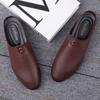 Fashion British Style Retro Brown Men's Leather Casual Shoes Versatile for Commuting Flat Bottomed Loafers Anti Slip Men's Driving Shoes
