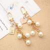 Faux Pearl Tassel Key Chain Heart Letter Pendant For Women Bag Ornament Exquisite Headphone Case Charm Jewelry Gift